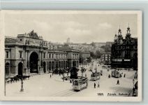 Zürich Bahnhof Trambahnen Pferdewagen Bahnhof Schweiz 1925