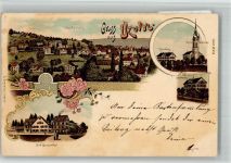 9240 Uzwil 1898 BOAKC Lithographie Pfarrhaus Schulhaus Bad Buchenthal