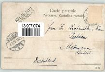 9104 Waldstatt 1909 Gebrauchsspuren Kuranstalt Hotel Pension Hirschen Kirche Wapen Bär Blumen Kutsche