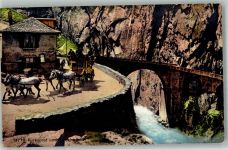 Furka Foto AK Postkutsche Furkapost Teufelsbrücke