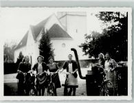 9545 Wängi 1949 Foto AK Kirche Ort handschriftlich Fahrrad