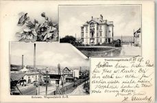 8952 Schlieren 1909 Foto AK Fabrik -Waggons AG Direktionsgebäude Feldpost Militärsache