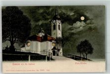 9200 Gossau SG 1908 Gebrauchsspuren Prot- Kirche Mondschein