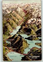 6410 Goldau 1907 - Gotthardbahn nördliche Seite Route Vogelschau