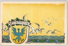 1844 Villeneuve VD Lithographie Wappen Möwen