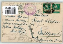 8193 Eglisau Prägedruck Kirche Brücke Blumen Bock Wappen Hut Stock Seil