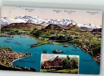 8835 Feusisberg 1915 Foto AK Hotel Pension Frohe Aussicht Obersee Vogelschau