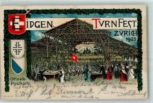 1903 Lithographie / Künstlerkarte Festhalle sign. K. Mossdorf + SST