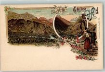 6472 Erstfeld Lithographie Gletscher Wanderer Edelweiss Verlag Künzli Nr 559