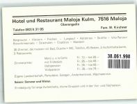 7516 Maloja Foto AK Hotel Gasthaus Maloja Kulm winter