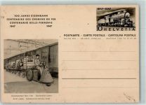 1927 Chemin 1947 Gebrauchsspuren Ganzsache 100 Jahre Eisenbahn Gepäckwagen Mann Waggon