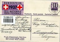 Bundesfeier 1937 Rotes Kreuz Bundesfeier Ganzsachen Schweiz 1937