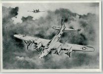 8600 Dübendorf Künstlerkarte Fliegerpostharte Serie 11 Angeschossene Fliegende Festung im Kampf sign. A Rosenthaler