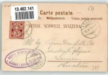 Stanserhorn 1899 Lithographie Bergbahn Hotel Tracht Hüttenstempel