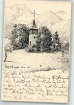 1865 Les Diablerets Ormont-Dessus 1903 Künstlerkarte Kapelle sign. Meltzer