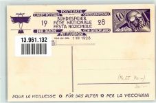 Flugpost Bundesfeier 1928 für das Alter sign. Ed. Renggli Bundesfeier Ganzsachen Schweiz Künstlerkarte
