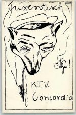 8000 Zürich Künstlerkarte Züricher Singstudenten Fuxentisch sign. Strick