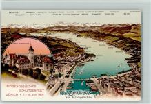 8000 Zürich - Offiz. Karte - Schützenfest 1907 - Zürich See aus der Vogelschau , sehr gute Erhaltung AK