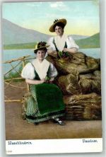 1906 - mit echter Stoff Applikation Vaudoise Frauen mit Weintrauben AK