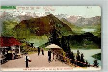 Rigi Känzeli 1909 Foto AK Geschäft Kiosk Ferngals Mann mit Hund