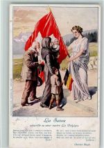 Helvetia mit Flüchtlinge AK Helvetia 1930