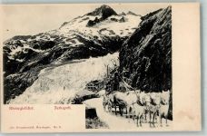 Furka Foto AK Postkutsche Furkapost Rhonegletscher