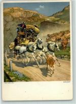 Sankt Gotthard TI Gotthardpost Rud. Koller Postkutsche Schweiz Gebrauchsspuren