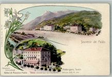 6760 Faido Lithographie Hotel und Pension Bahnhof