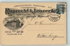 3177 Laupen BE 1920 Gebrauchsspuren Keine AK Reklame Zahlungsbestätigung Ruprecht und Jenzer
