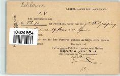 3177 Laupen BE 1920 Gebrauchsspuren Keine AK Reklame Zahlungsbestätigung Ruprecht und Jenzer