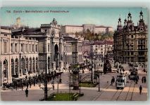 8000 Zürich 1909 - Bahnhofplatz Polytechnikum Tram Pferdekutschen