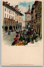 3000 Bern Berne Lithographie Marktgasse und Zeitglockenturm