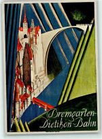 5620 Bremgarten AG Gebrauchsspuren Plakat der Bremgarten Dietikon Bahn auf Ansichtskarte Kunstgewerbemuseum Zürich Plakatsammlung