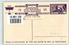 Flugpost Bundesfeier 1928 für das Alter sign. Ed. Renggli Bundesfeier Ganzsachen Schweiz Künstlerkarte