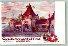 6000 Luzern Lucerne 1901 Künstlerkarte Empfangs-Pavillon + SST Eidgen. Schützenfest