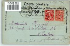 2926 Boncourt 1902 BOAKC Lithographie/Mondschein A. Monnier Boncours Geschäft Villa Fabrique Burrus Leim löst sich Gebrauchsspuren, bitte Scan genau beachten!