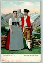 1909 Prägedruck mit echter Stoff Applikation AE 147 Liebespaar