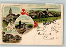 9427 Wolfhalden 1901 BOAKC Lithographie Dorfplatz Gasthaus Zum Friedberg Pfarrhaus Helvetia Edelweiß Verlag Künzli Nr 1528