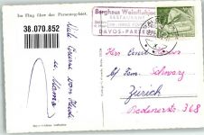 Weissfluhjoch 1955 Foto AK Fliegeraufnahme Parsenngebiet Hüttenstempel