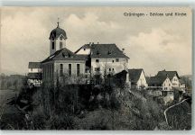 8627 Grüningen 1918 - Schloss und Kirche