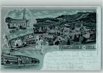 8487 Rämismühle 1902 BOAKC Lithographie/Mondschein Zell Kirche Baumwollspinnerei Asyl
