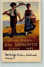8000 Zürich 1905 Künstlerkarte Eidgen. Sängerfest Bauern sign