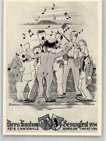 3000 Bern Berne 1934 Künstlerkarte Gesangsfest Fete Cantonale Karikatur sign. Stucki