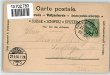 4104 Oberwil BL 1900 BOAKC Lithographie Kirche Hauptstraße Handlung Th. Deckert Neues Schulhaus Gasthaus Zum Schwan Pfarrhaus Bahnpost Straßburg Elsass Zug 213