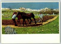 Künstlerkarte Pferde Pflügen Giovanni Segantini 1890 Am Pflug