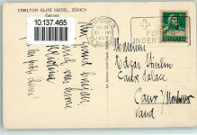 Zürich 1929 - Carlton Elite Hotel - Kaminzimmer - AK