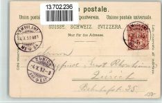 8330 Pfäffikon ZH 1897 BOAKC Lithographie Hotel Bahnhof Dorfstraße Gerichtshaus Schulhaus Verlag Künzli Nr 749 Bahnpost Nr 34