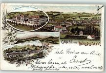 9104 Waldstatt Gebrauchsspuren Hotel Säntisblick Hotel Hirschen Eisenbahn Lithographie