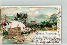6900 Paradiso 1906 Lithographie Hotel Europa