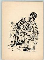 Künstlerkarte Senner mit Ziege AK